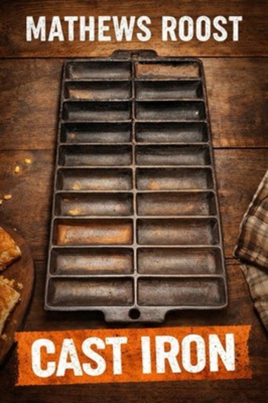 Vintage Cast Iron Cornbread Stick Pan 14 Slot Finger Mold Rustic Bakeware